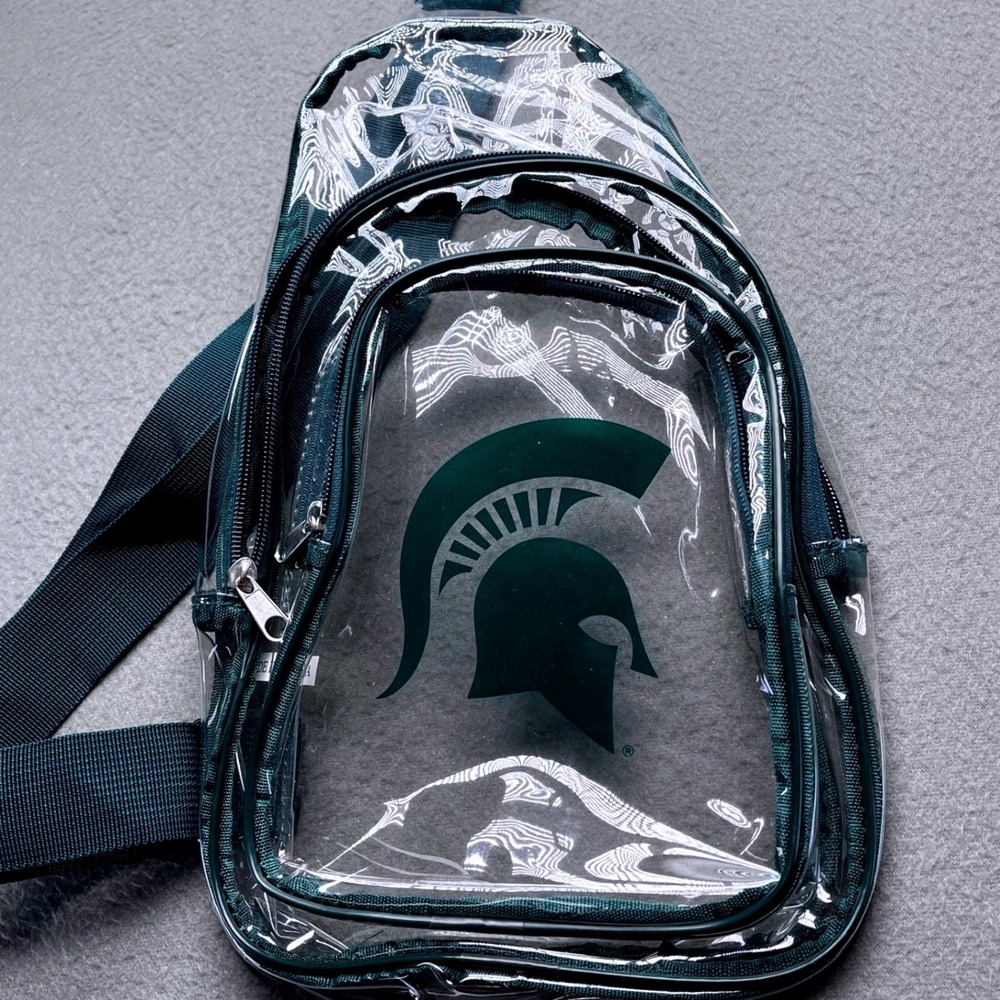 Michigan State Spartans Unisex Sling Bag Clear PVC Stadium Approved Green MSU